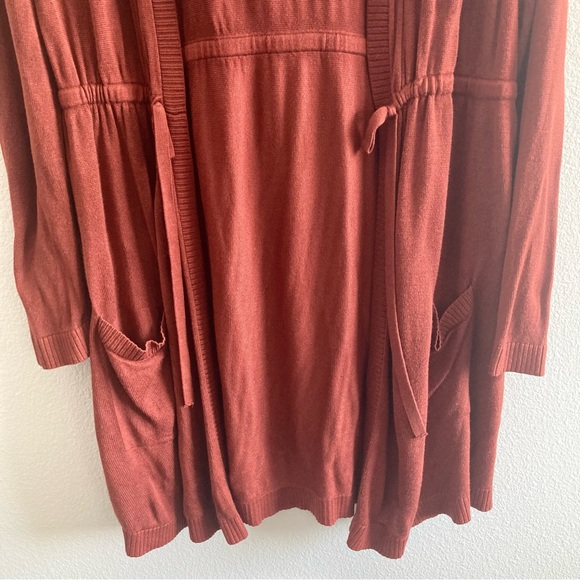 Torrid Anorak Hooded Cinch Waist Sweater Cardigan Rust Fall Lightweight Rayon - Picture 5 of 10